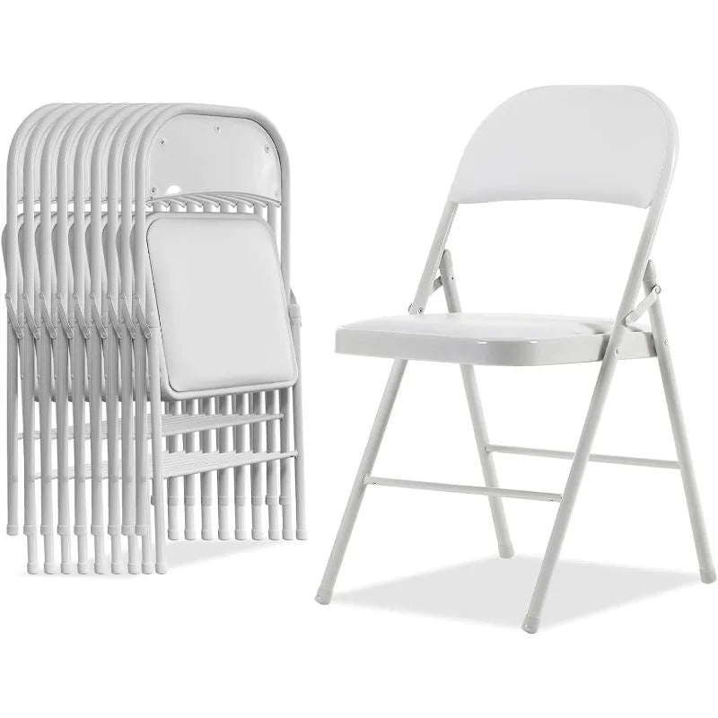 Cravinc 12-Pack Grey Folding Chairs with Padded Seats - Portable Stackable Commercial Seat