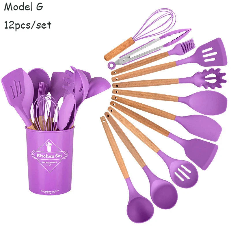 Cravinc 12-piece Silicone Kitchenware Set including Food Tongs