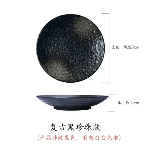 Cravinc 10" Japanese Ceramic Shallow Plate for Restaurant - Simple, Elegant Rice Dish