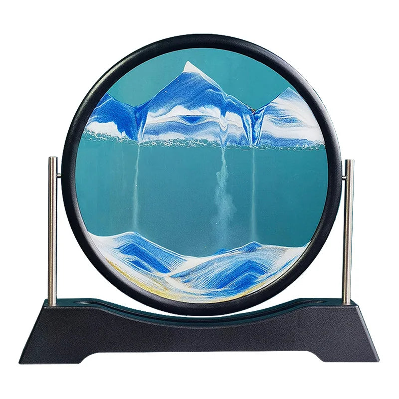 Circular Glass Art Hourglass - Cravinc Quicksand Painting Tabletop Decoration