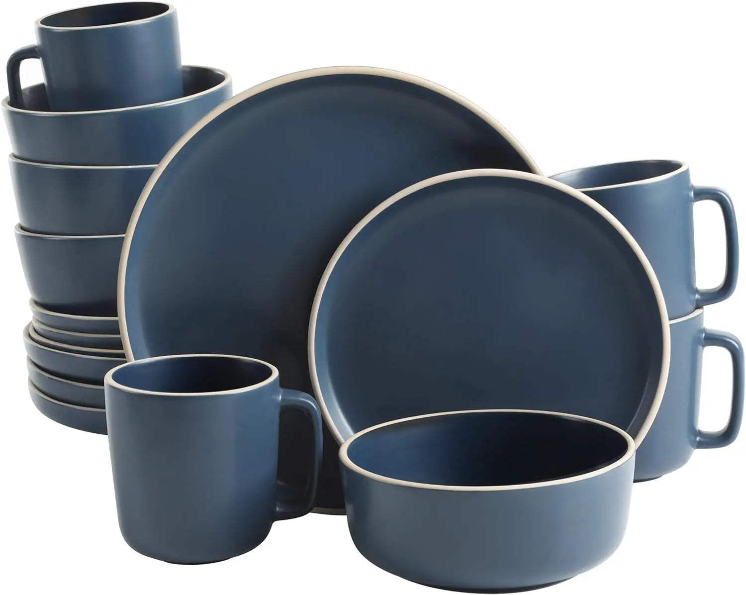 Cravinc 16-Piece Round Matte Stoneware Dinnerware Set for 4, Green