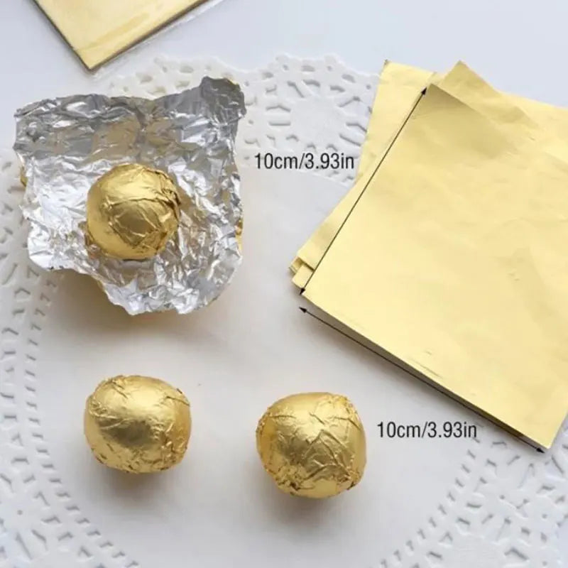 Cravinc 10cm Golden Aluminum Foil Candy Wrappers for DIY Gift Packaging