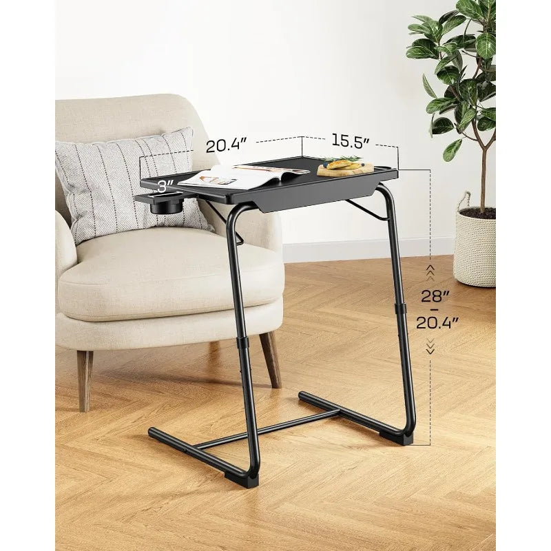 Adjustable Folding TV Tray Tables with Multiple Heights & Angles by Cravinc: Pack of 2