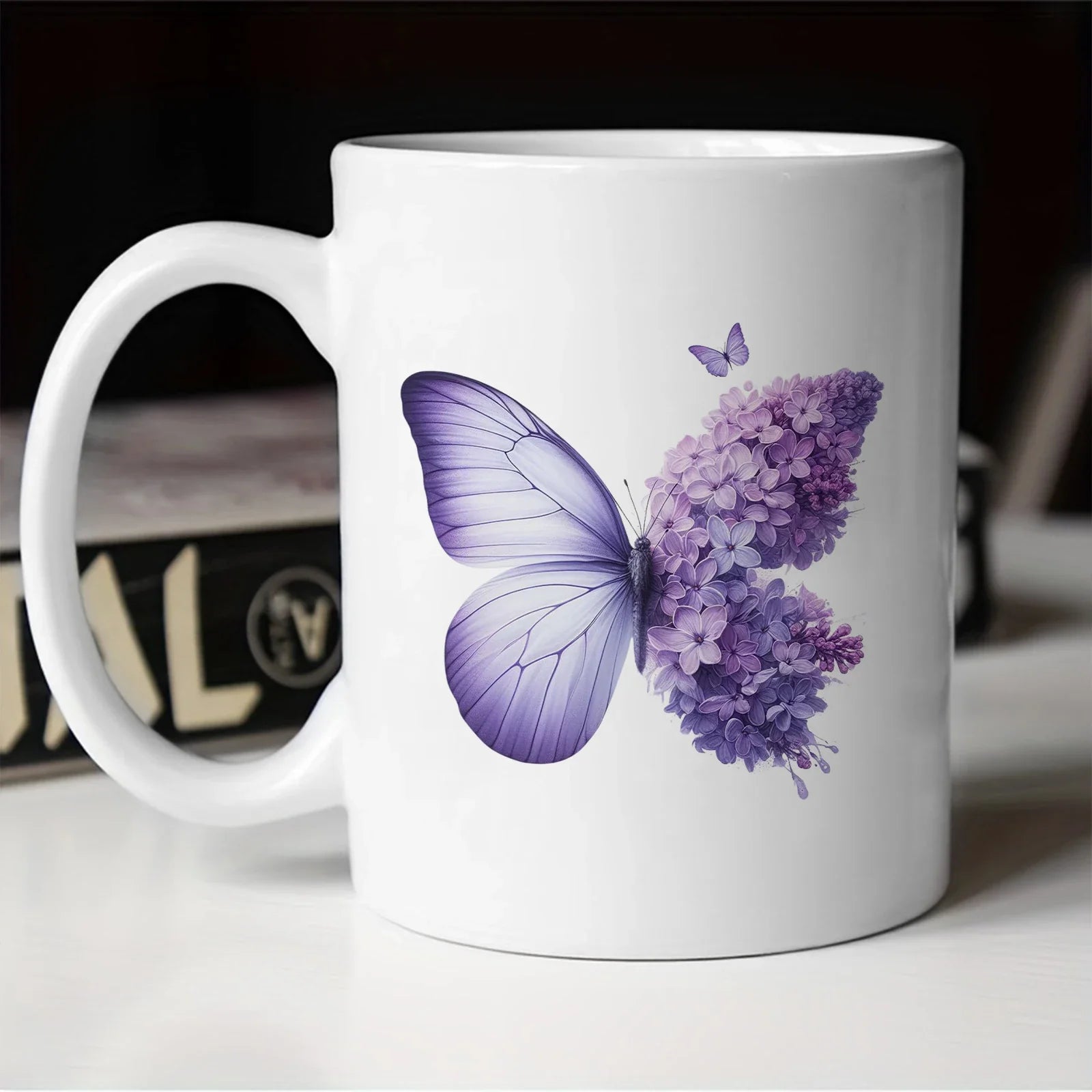 Cravinc 11oz Butterfly Pattern Ceramic Coffee Mug - Colorful Kitchen Drinkware