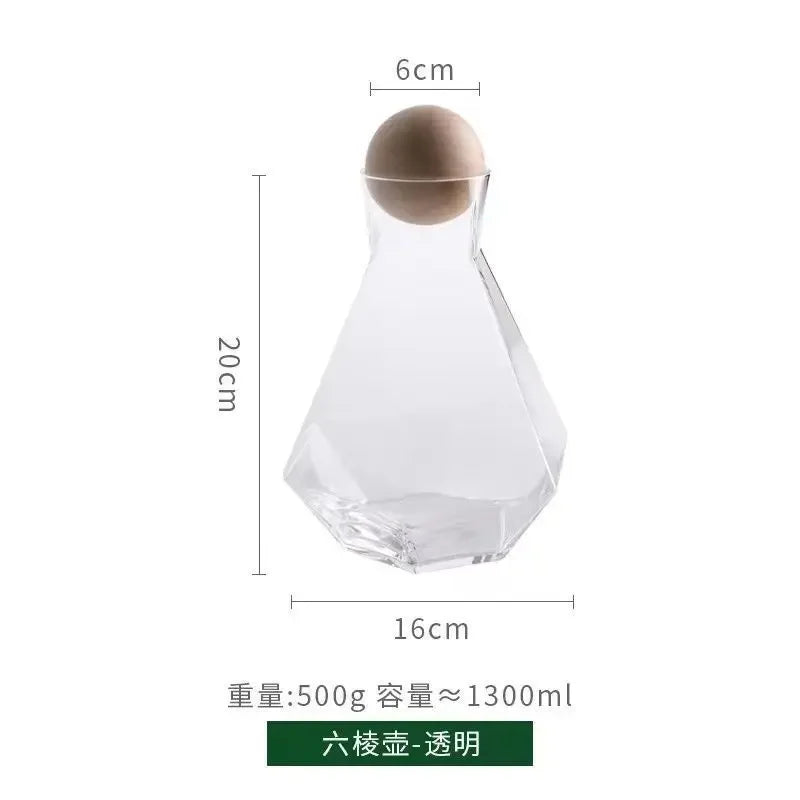 Cravinc 1300ml Hexagonal Glass Kettle for Cold Water, Juice, Tea, and More