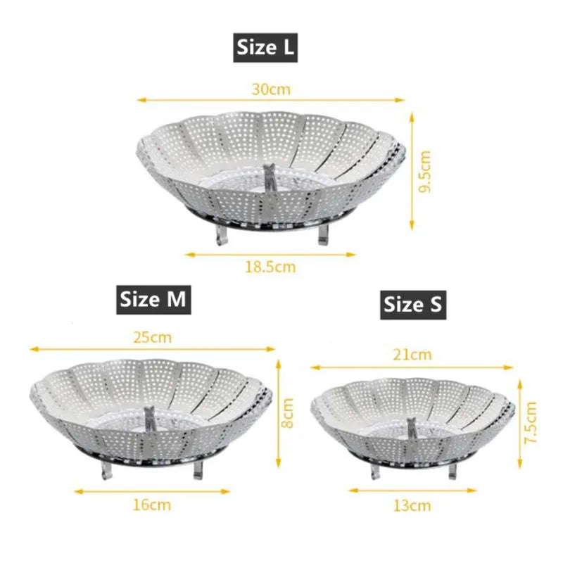 Cravinc™ Folding Stainless Steel Food Steamer Basket