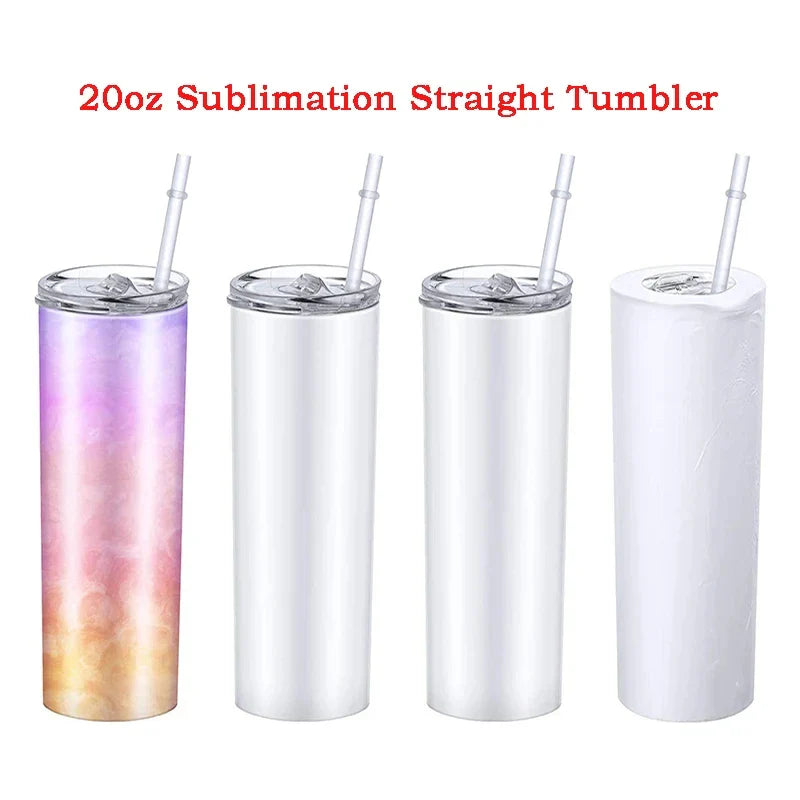 4-Pack 20oz Cravinc Sublimation Skinny Tumbler Set with Straw Lid