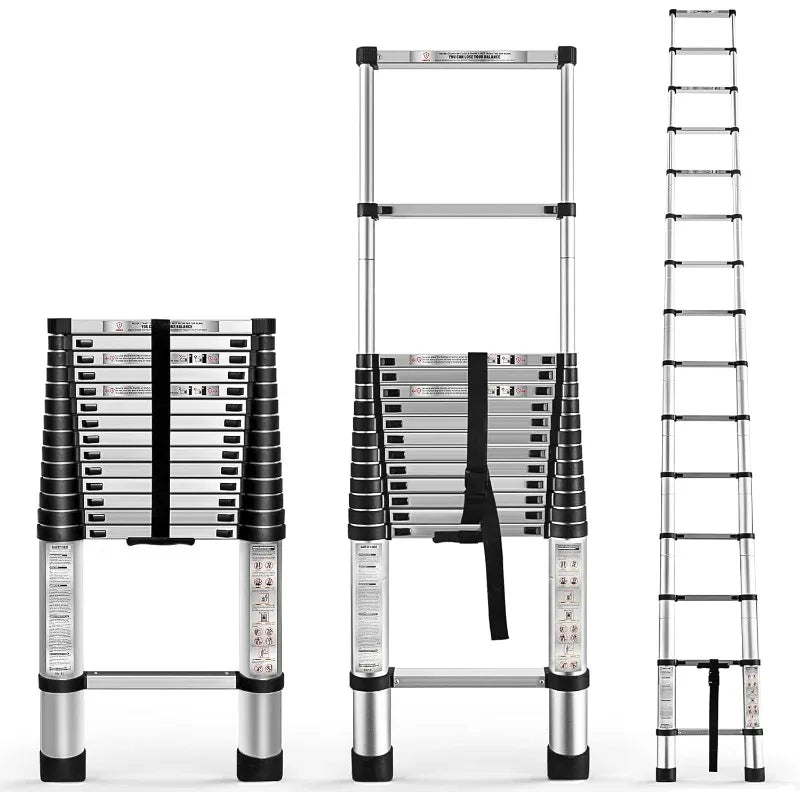 Cravinc 14.5ft Telescoping Aluminum Ladder, 330lb Load Capacity