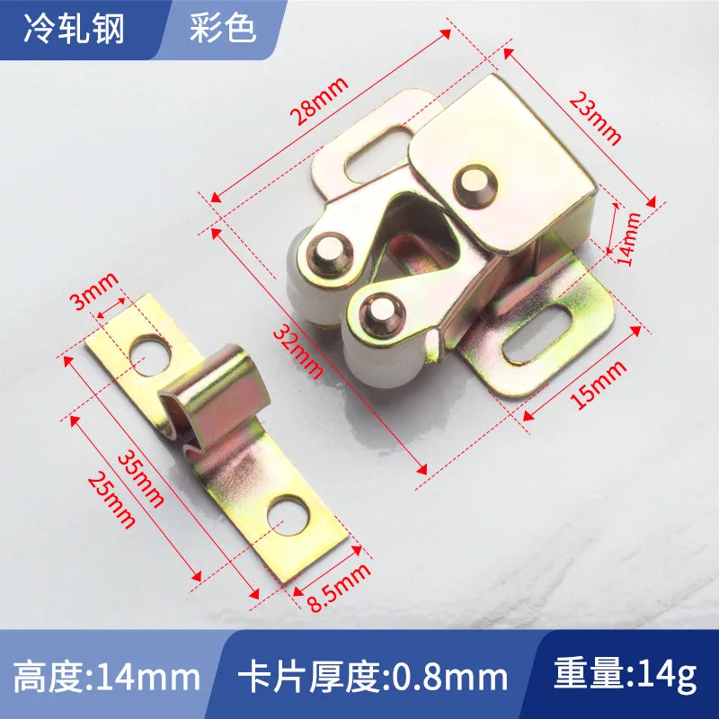 Copper Cabinet Door Roller Latch Set by Cravinc - Twin Catches with Striker