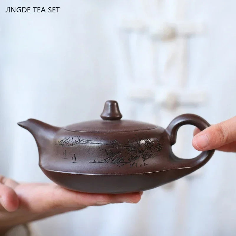 Cravinc 160ML Purple Clay Teapot Handmade Zisha Tea Set Retro Master Ball Hole