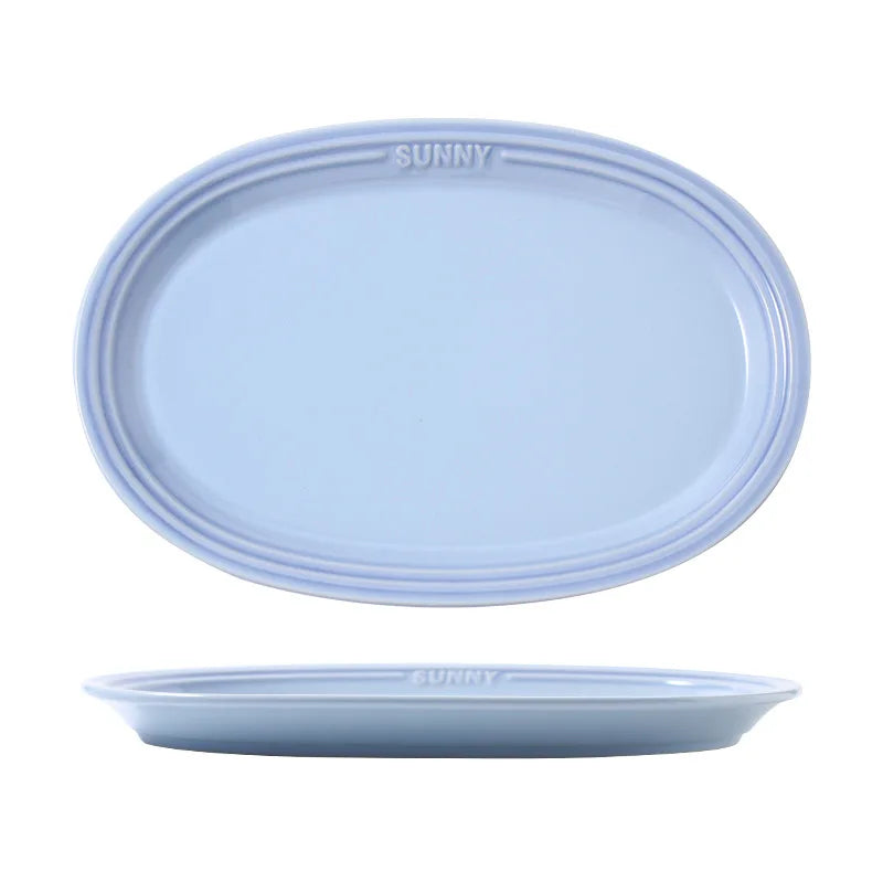 Cravinc 12in Oval Ceramic Serving Platter - Ideal for Dessert, Appetizer, Meat, and Entertaining