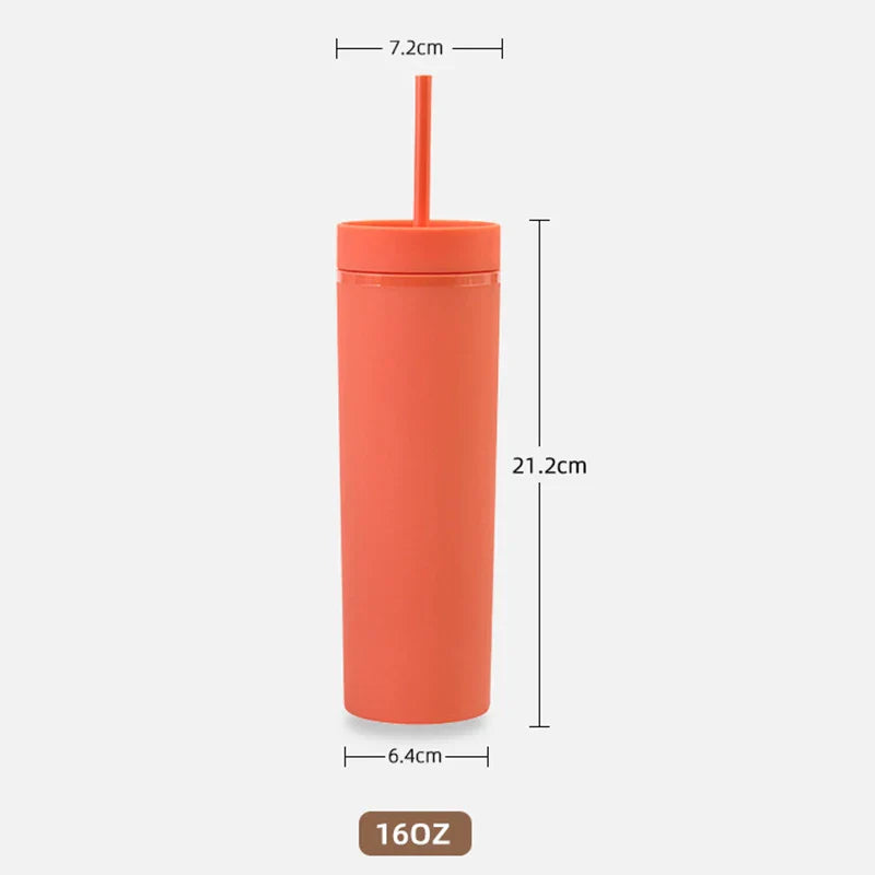 Cravinc 16oz Matte Acrylic Skinny Tumbler with Lid and Straw