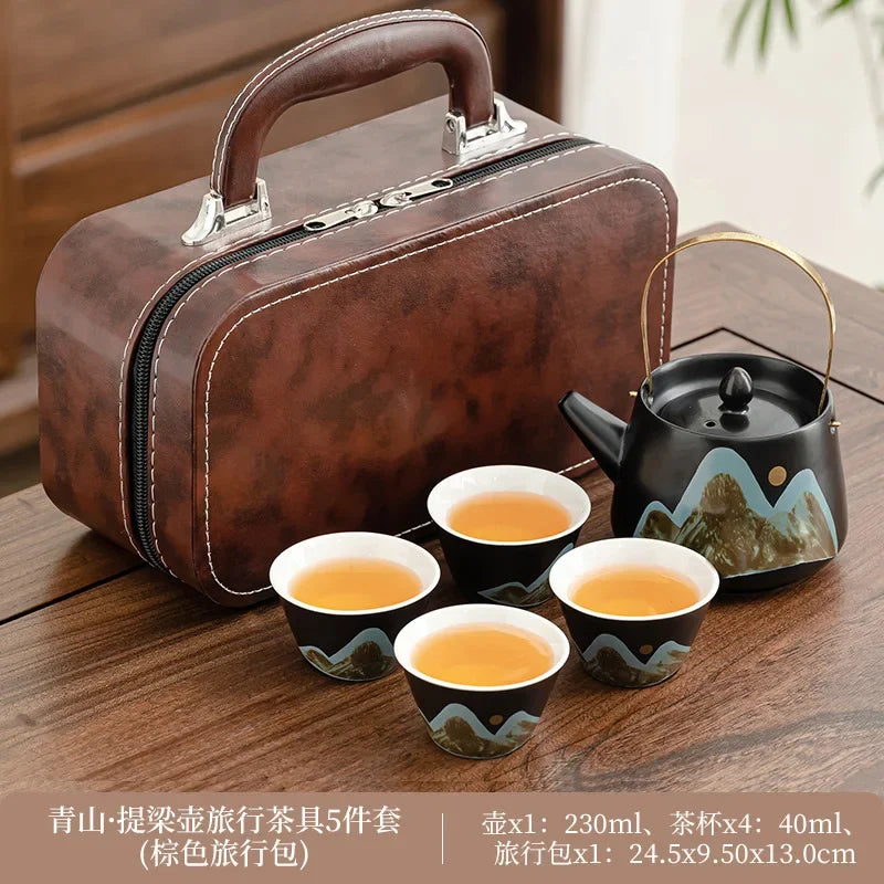 Ceramic Travel Tea Set by Cravinc: Portable Kung Fu Tea Set with Kuaike Cup