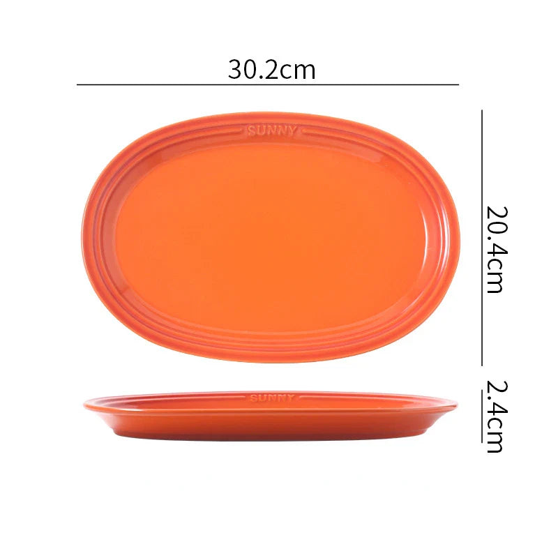 Cravinc 12in Oval Ceramic Serving Platter - Ideal for Dessert, Appetizer, Meat, and Entertaining