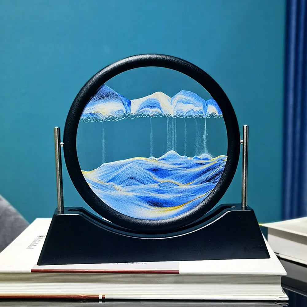 Circular Glass Art Hourglass - Cravinc Quicksand Painting Tabletop Decoration