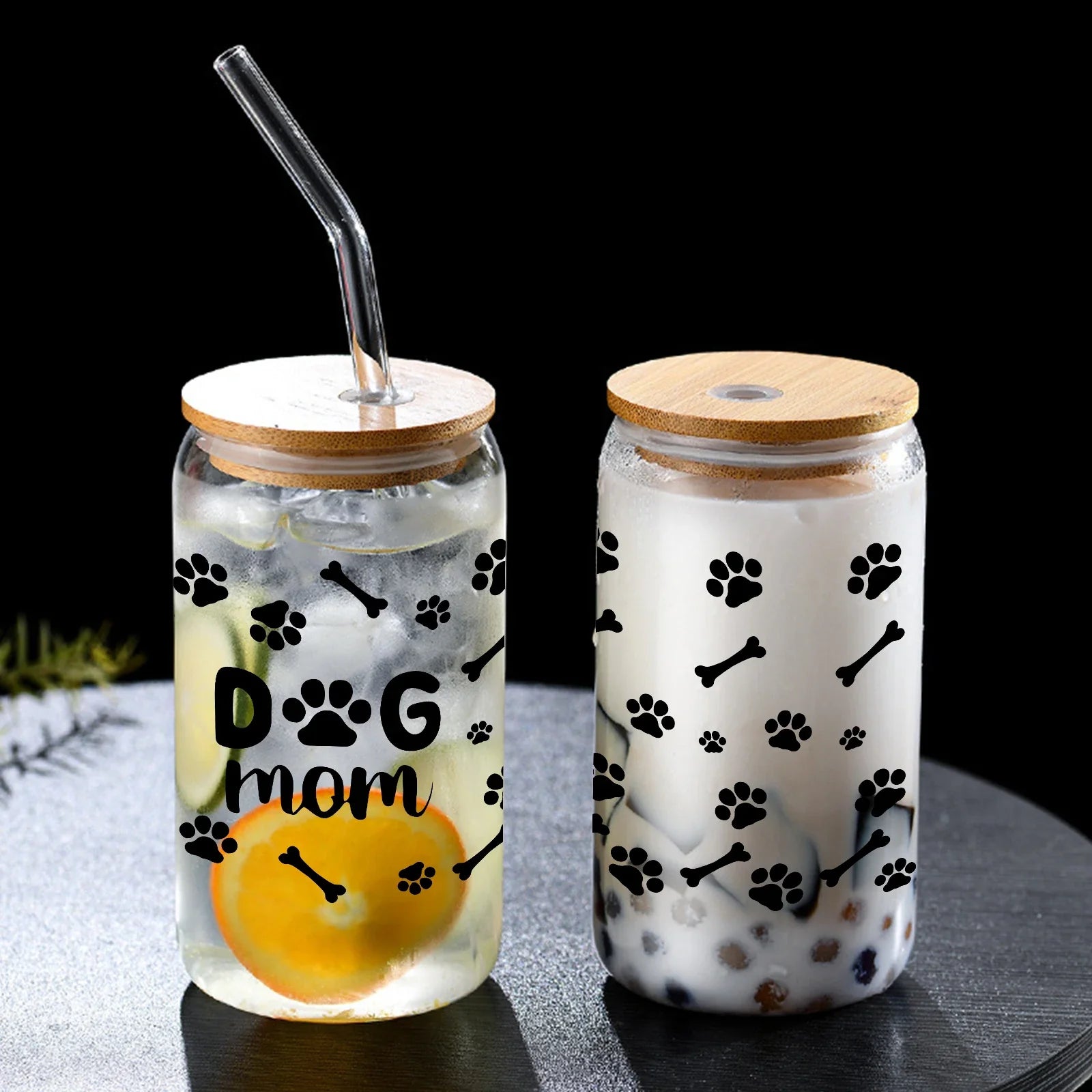 Cravinc 16oz Dog Mom Glass Cup with Lid & Straw - Perfect Gift for Dog Owners