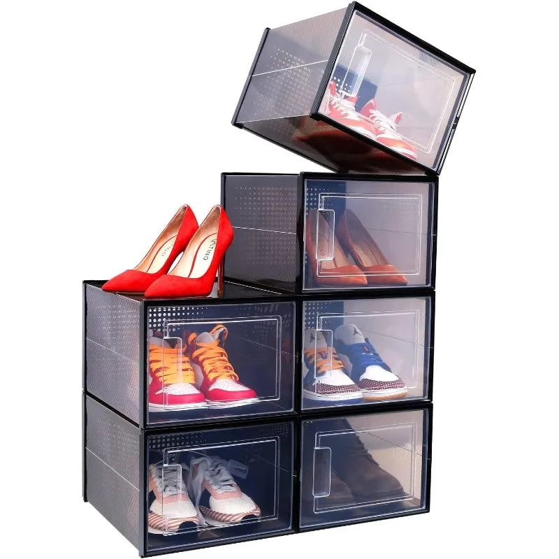 Clear Shoe Box Organizer XL Size Stackable Plastic Containers by Cravinc