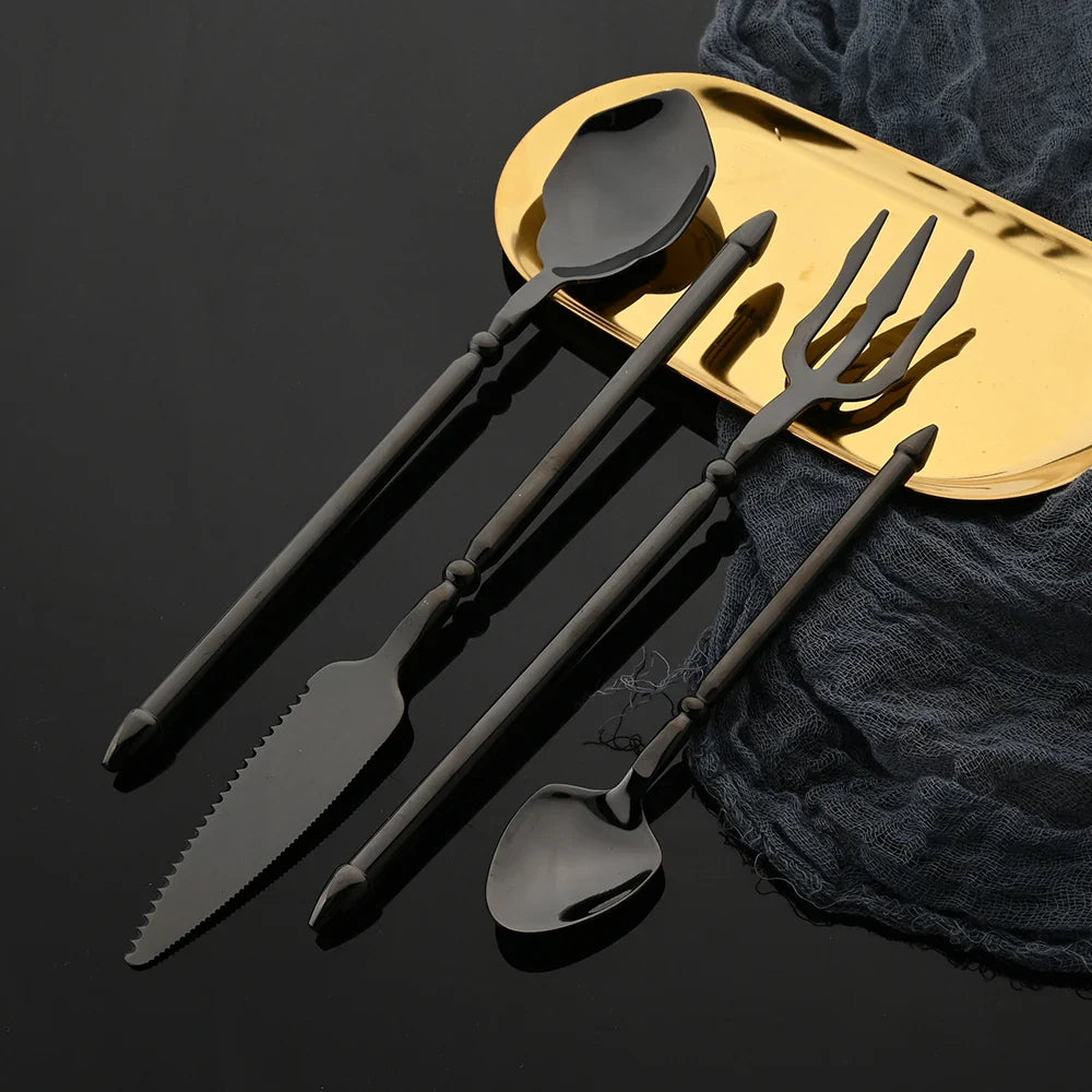 Cravinc 16-Piece Mirror Gold Cutlery Set: Western Stainless Steel Luxury Flatware Tableware