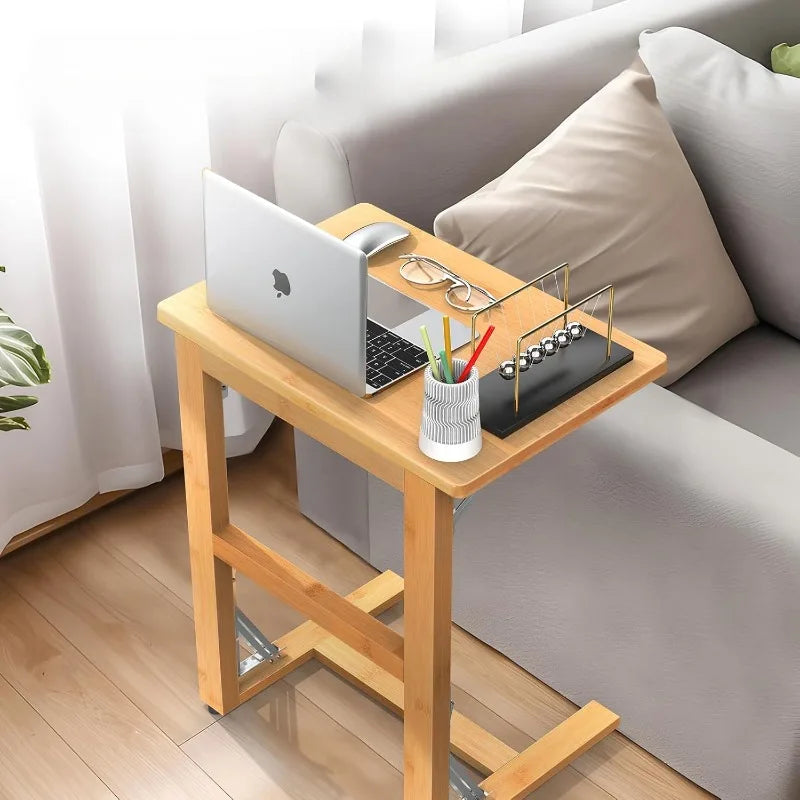 Bamboo C-Shaped TV Tray Table by Cravinc: Foldable, Slide Under Couch, Small Sofa Laptop Desk