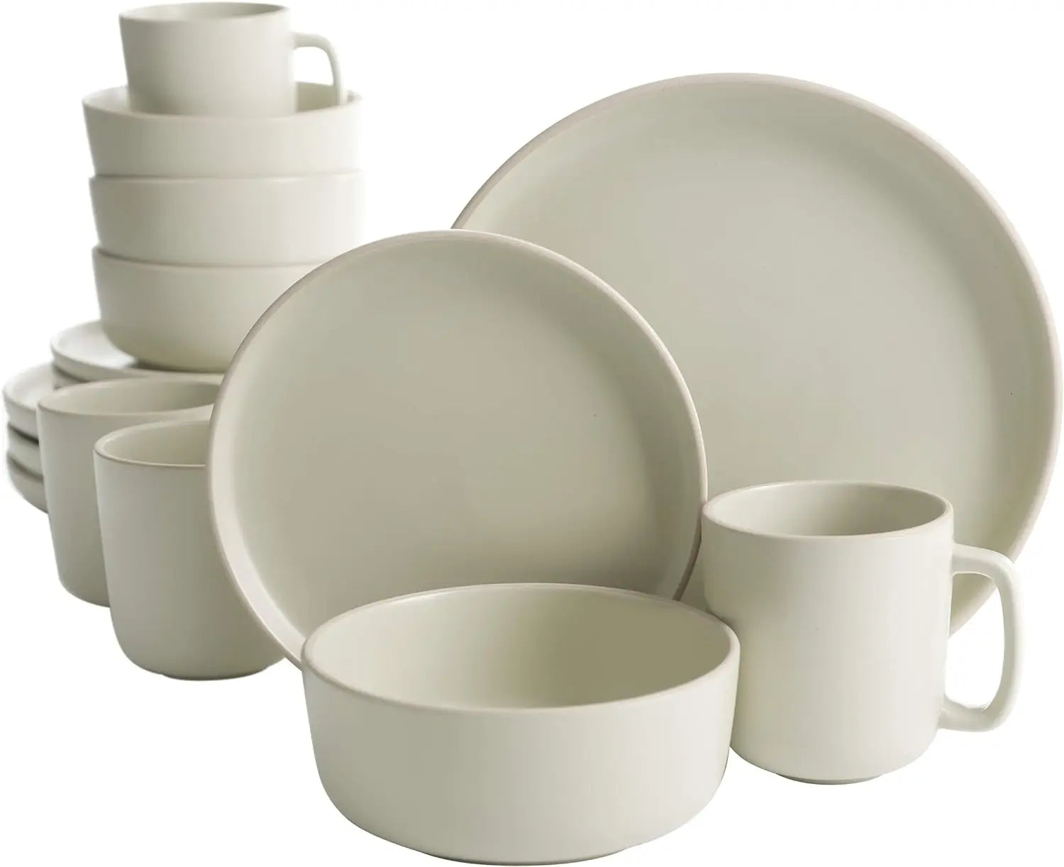 Cravinc 16-Piece Round Matte Stoneware Dinnerware Set for 4, Green