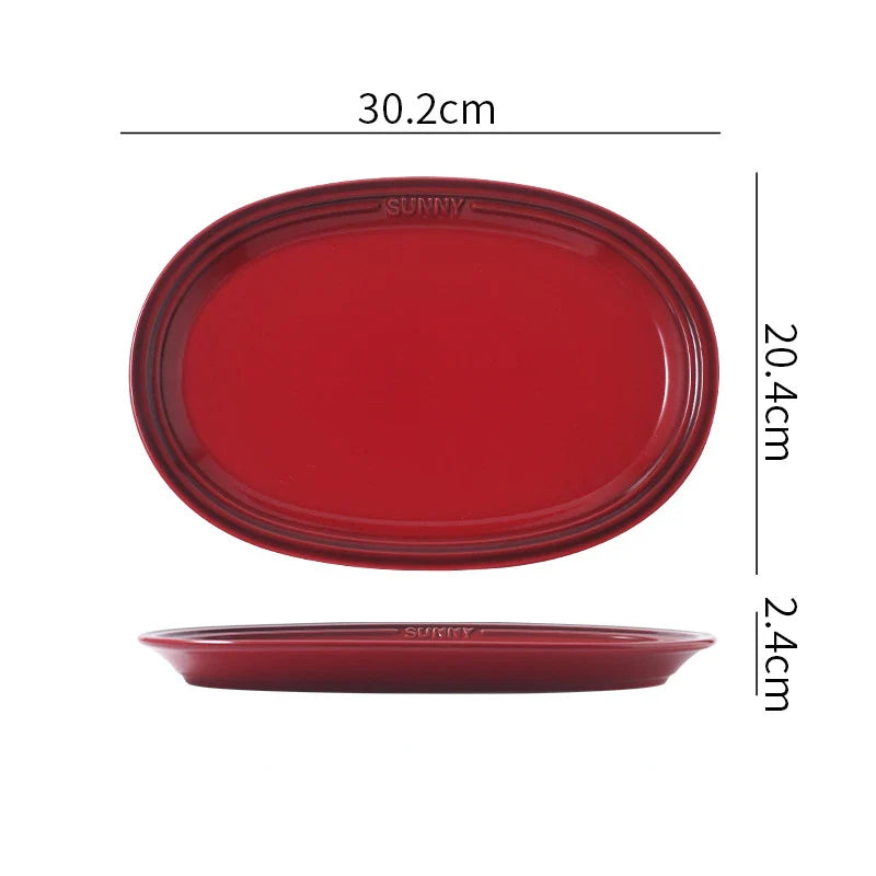 Cravinc 12in Oval Ceramic Serving Platter - Ideal for Dessert, Appetizer, Meat, and Entertaining