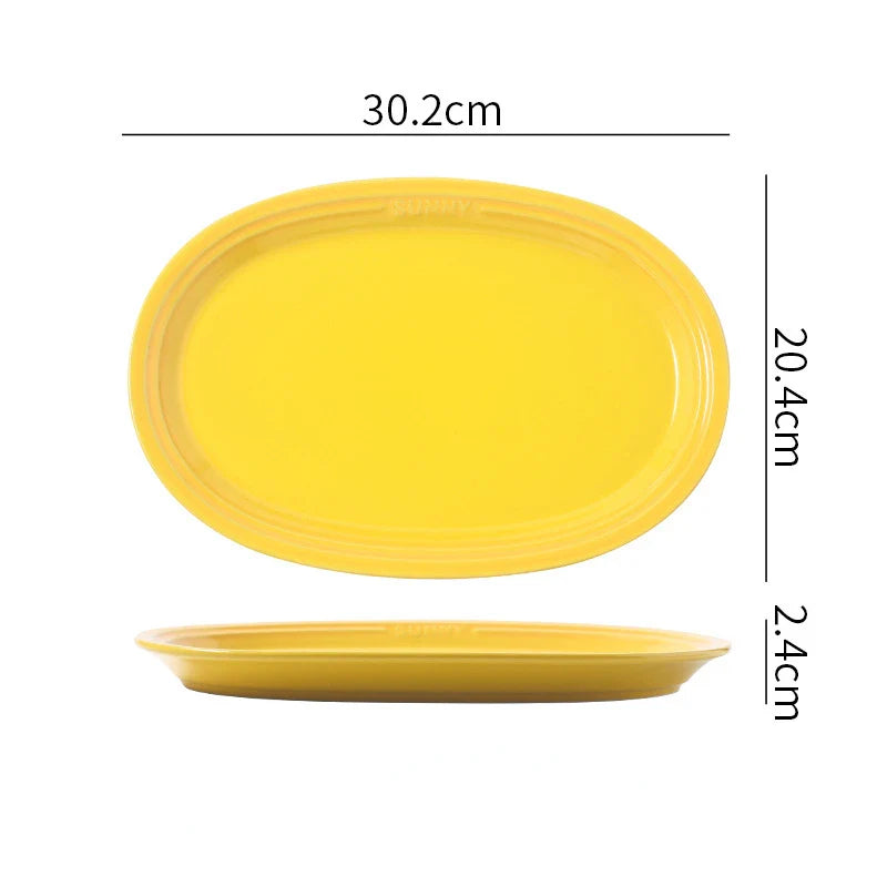 Cravinc 12in Oval Ceramic Serving Platter - Ideal for Dessert, Appetizer, Meat, and Entertaining