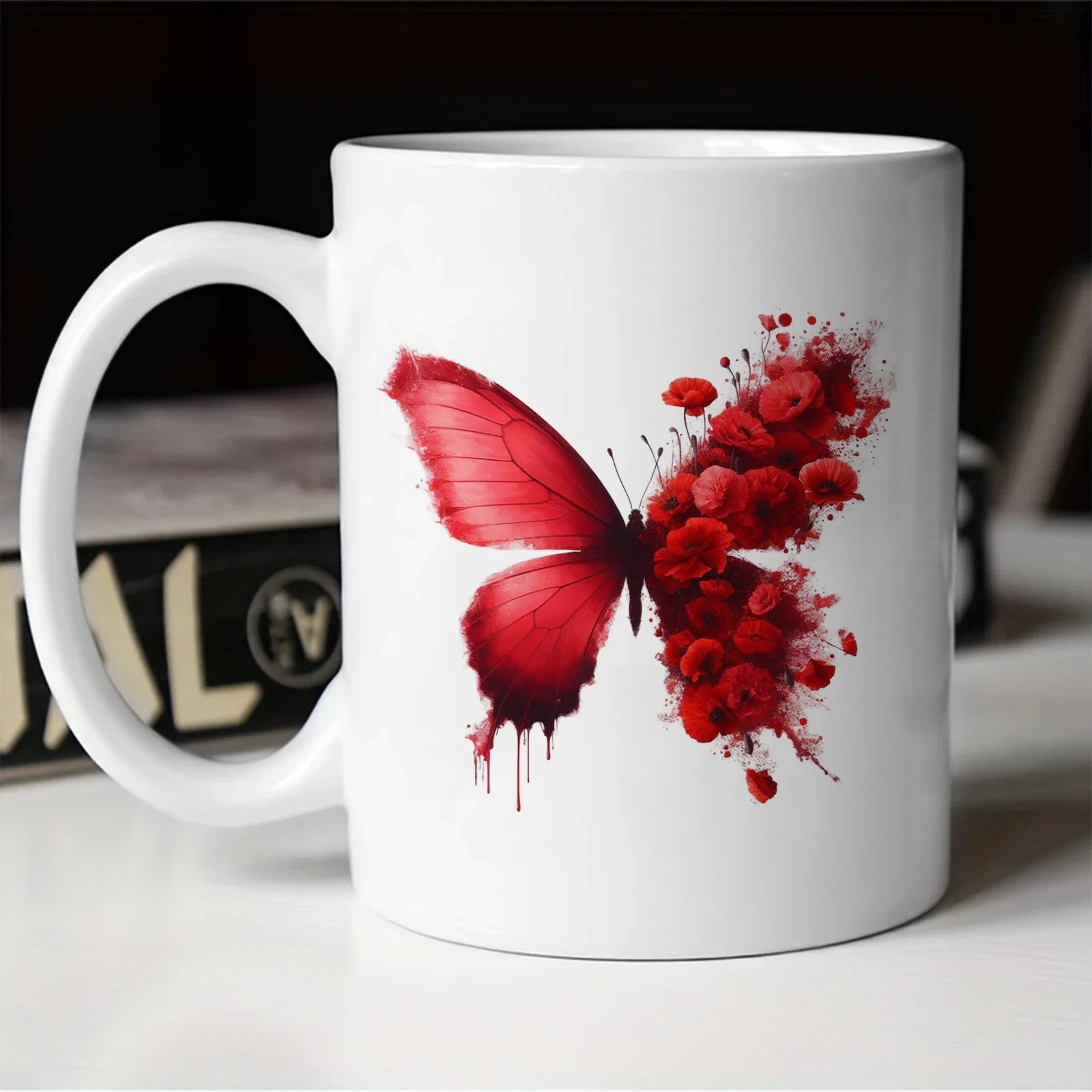 Cravinc 11oz Butterfly Pattern Ceramic Coffee Mug - Colorful Kitchen Drinkware