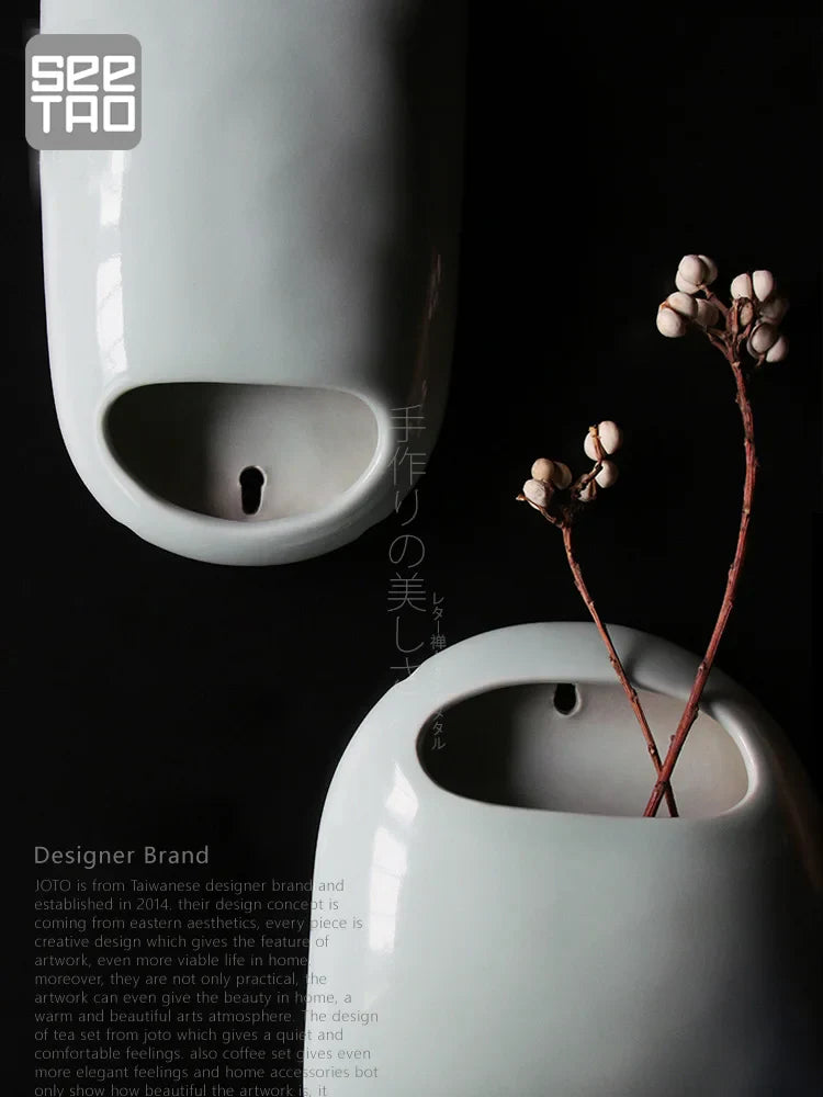 Ceramic Wall Hanging Vase for Japanese Flower Arrangement by Cravinc