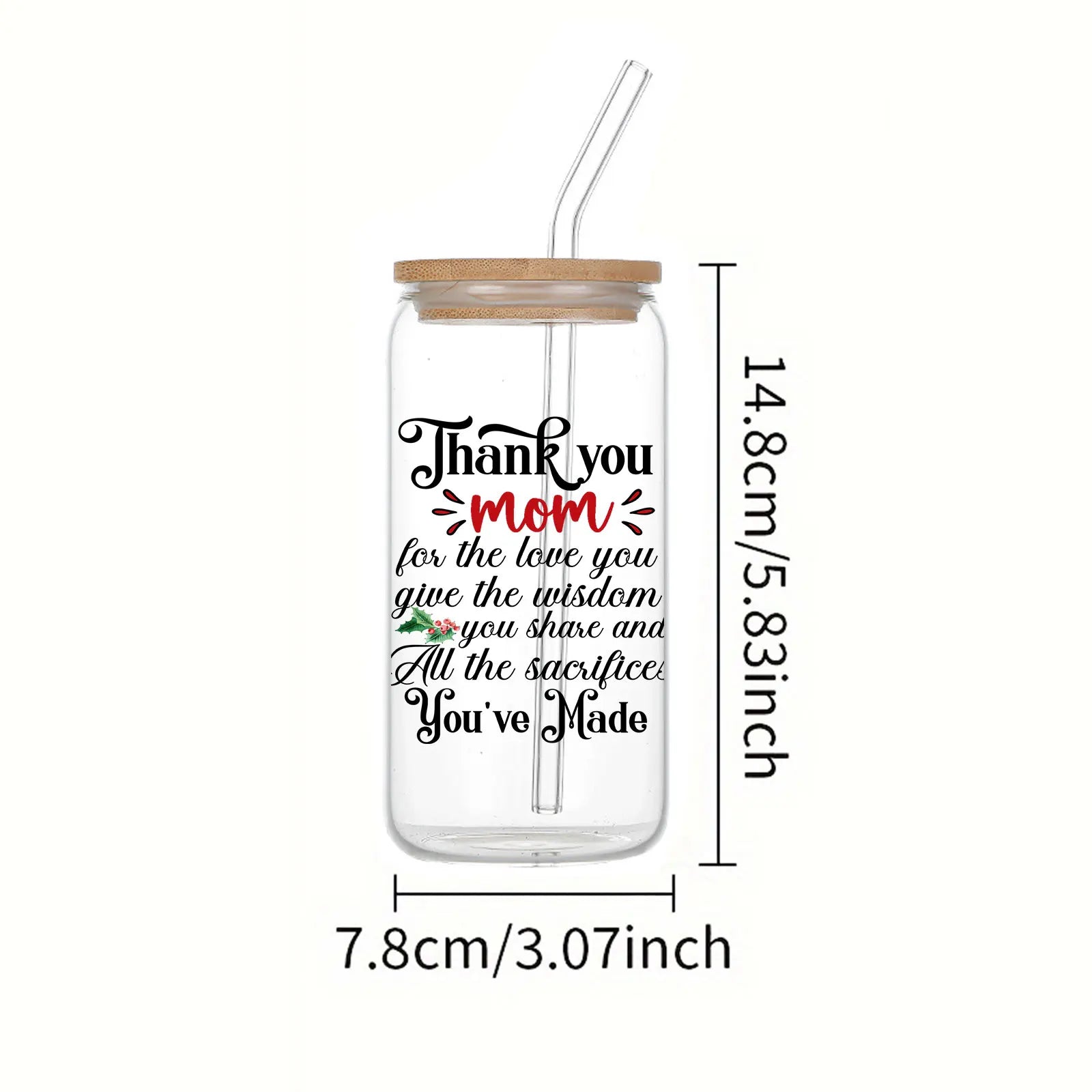 Cravinc 16oz Glass Tumbler with Lid & Straw for Hot/Cold Drinks