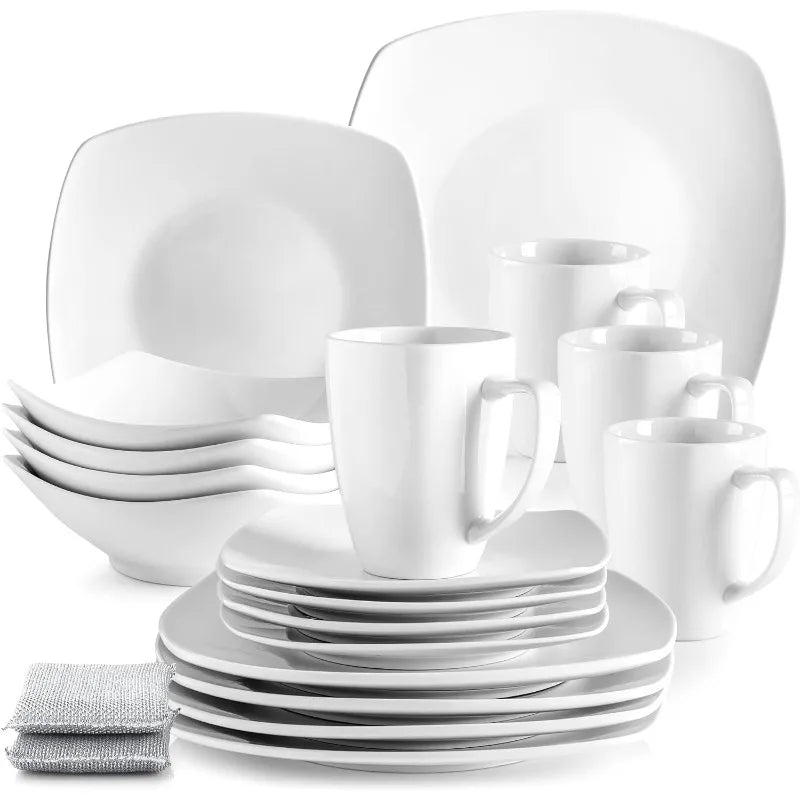 Cravinc 16-Piece Porcelain Dinnerware Set - Premium Quality Dishes for 4