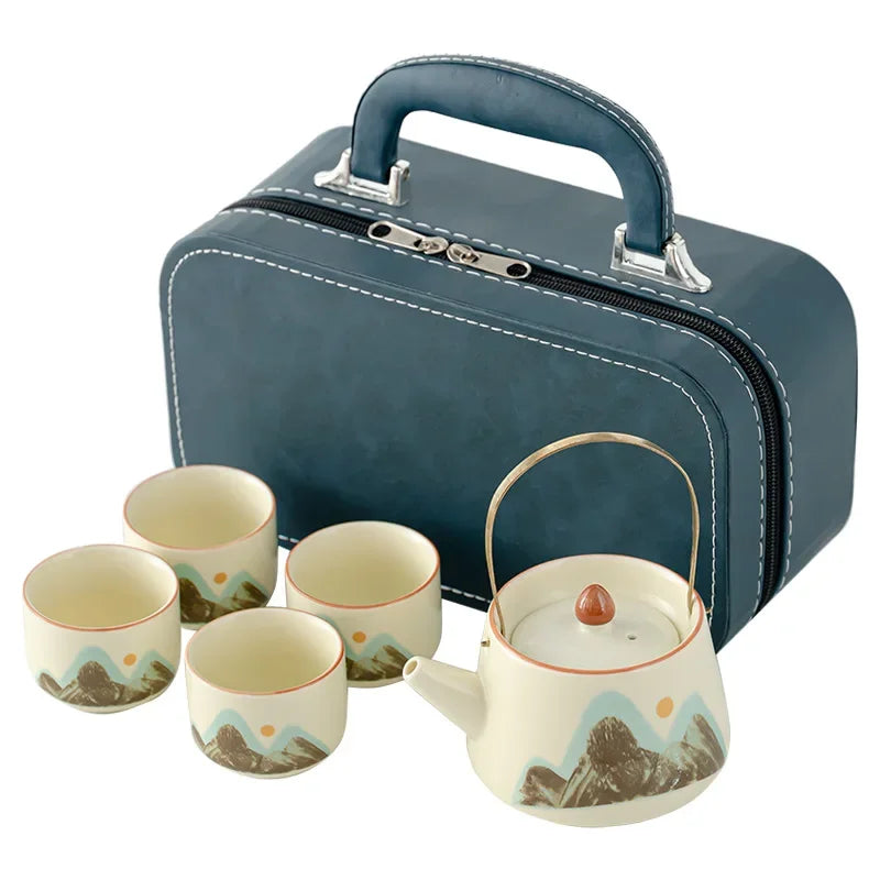 Ceramic Travel Tea Set by Cravinc: Portable Kung Fu Tea Set with Kuaike Cup