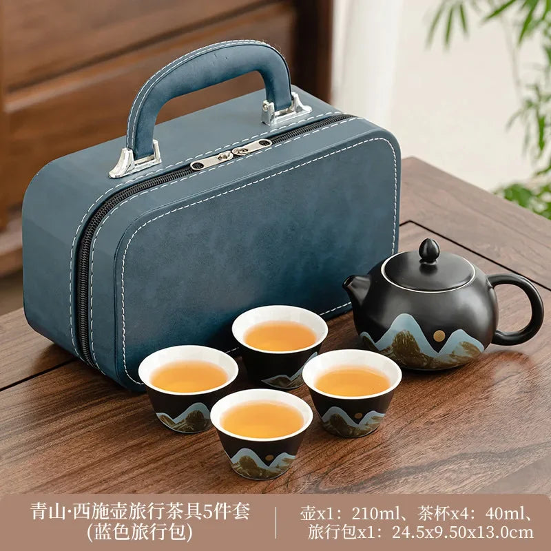 Ceramic Travel Tea Set by Cravinc: Portable Kung Fu Tea Set with Kuaike Cup