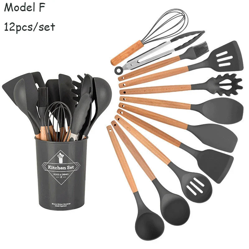 Cravinc 12-piece Silicone Kitchenware Set including Food Tongs