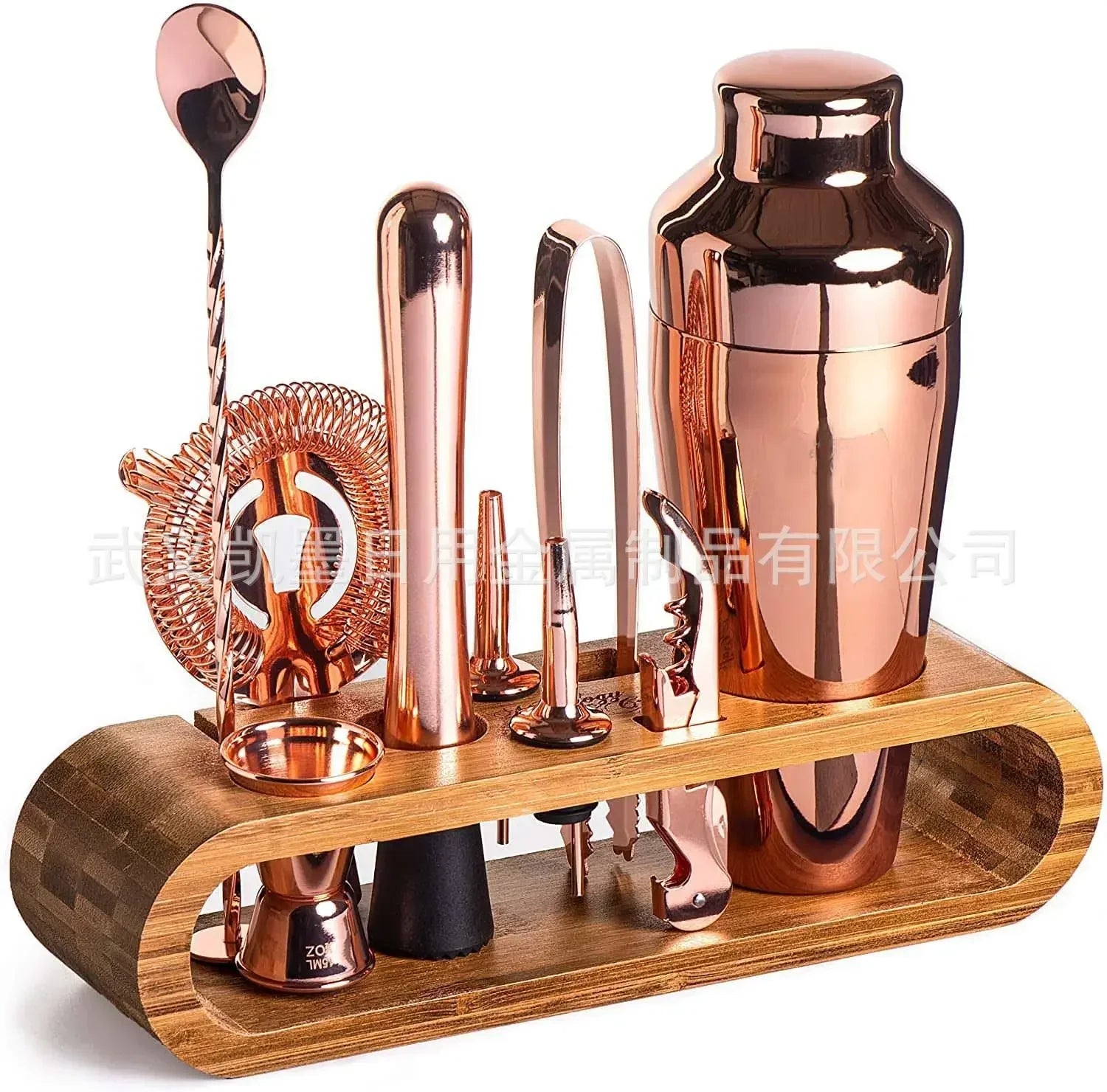 Cravinc 10-Piece Stainless Steel Cocktail Mixer Set in Bamboo Frame