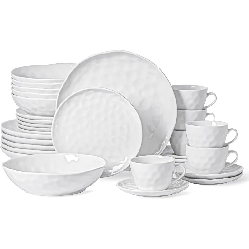 Cravinc 16-Piece Dinnerware Set for 4, High-fired Plates and Bowls for Dessert, Salad, Pasta