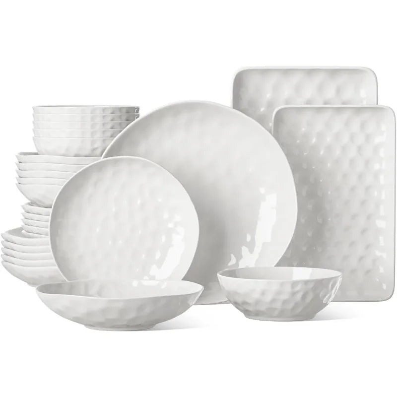 Cravinc 16-Piece Dinnerware Set for 4, High-fired Plates and Bowls for Dessert, Salad, Pasta