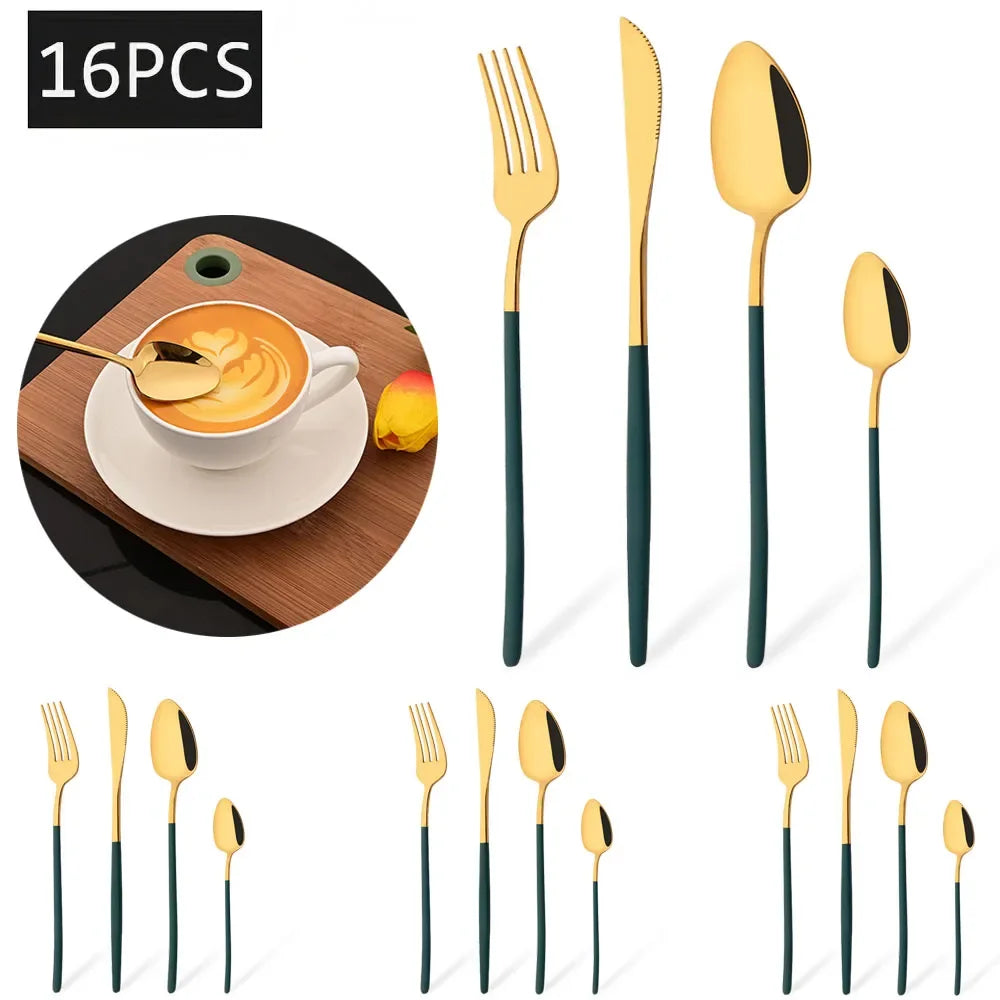 Cravinc 16-Piece Stainless Steel Cutlery Set for Elegant Dining Experience