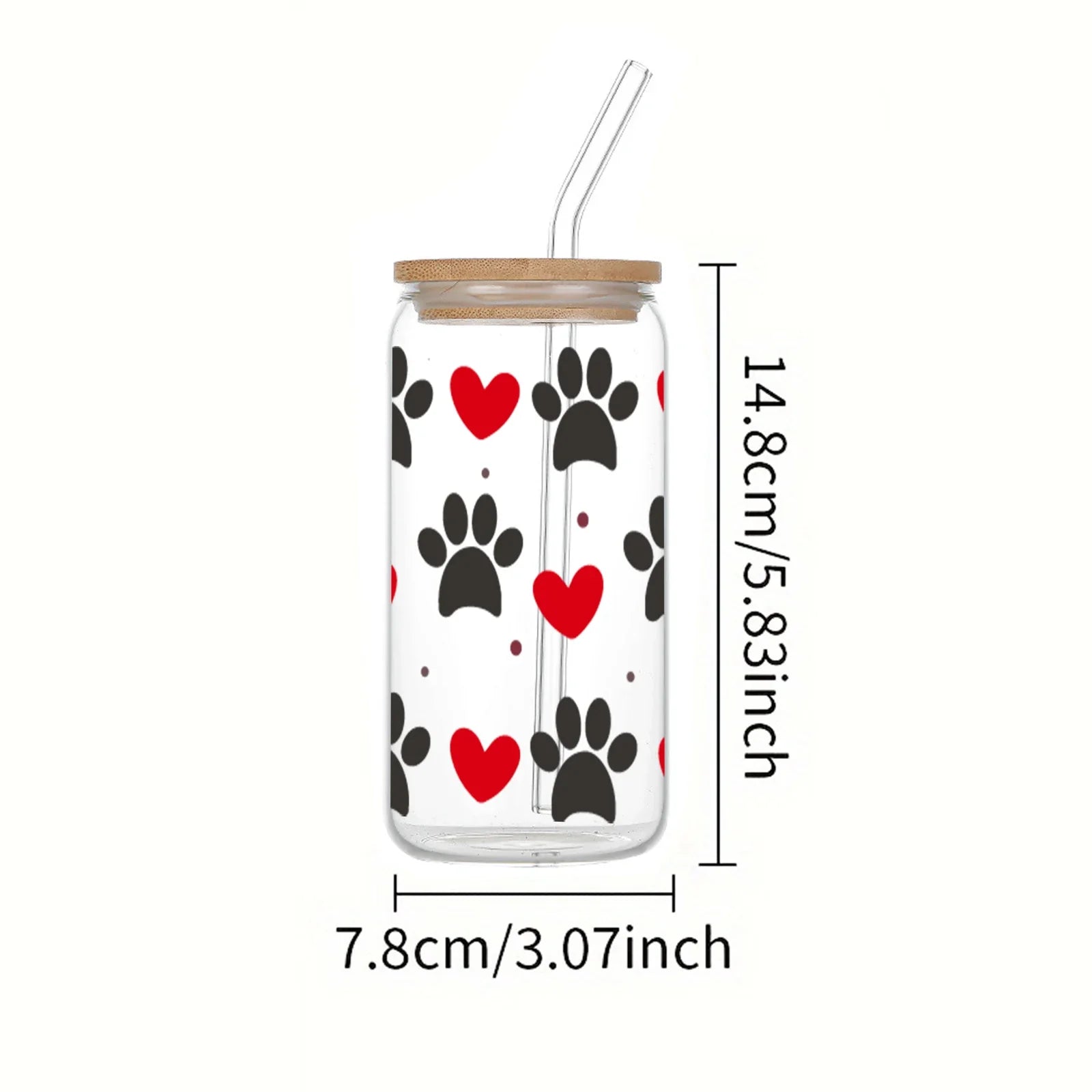 Cravinc 16oz Cute Cat Paw Glass Cup for Summer Drinks