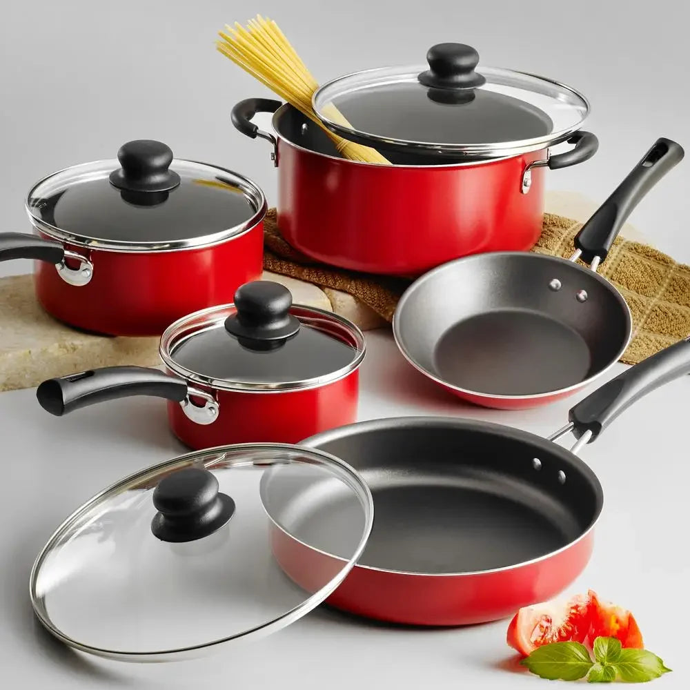 Cravinc™ 9-Piece Non-Stick Cookware Set (Red)