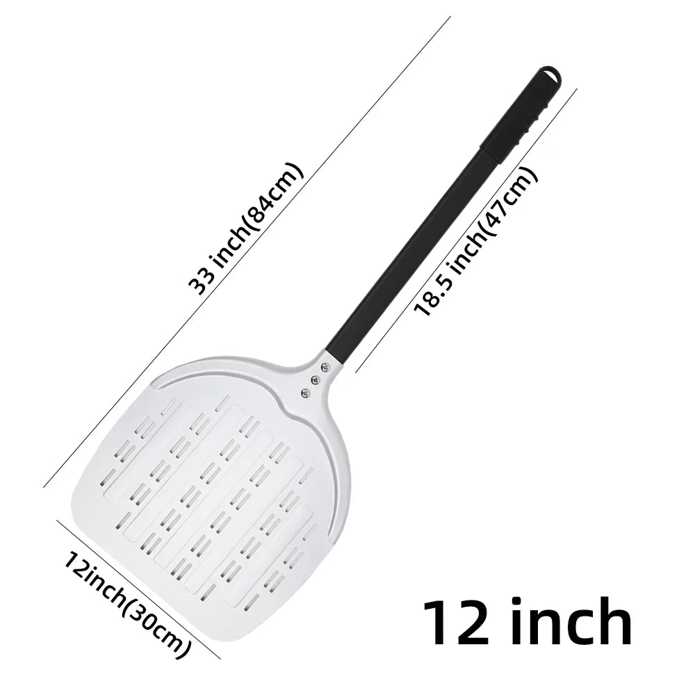 Cravinc 12" Aluminum Pizza Peel Perforated Paddle Nonstick Baking Tool