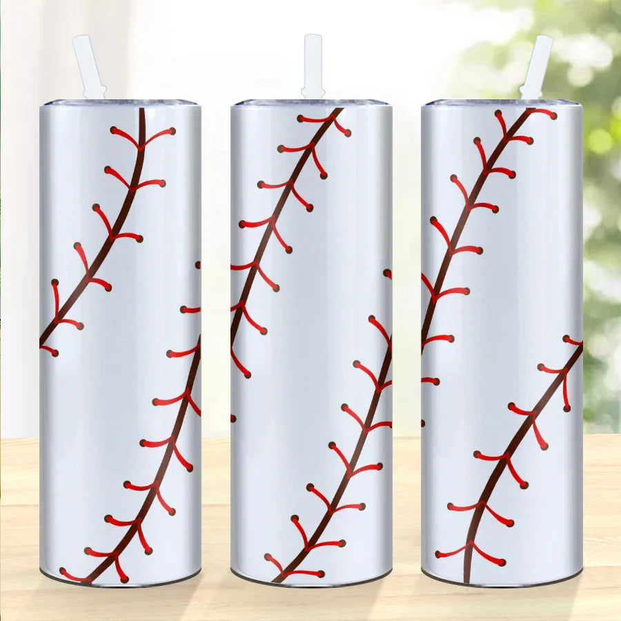 Baseball Pattern Stainless Steel Water Cup & Thin Bottle Set by Cravinc