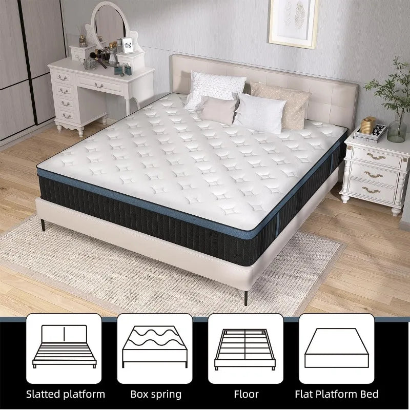 Cravinc 14-Inch Full Memory Foam Pocket Spring Mattress