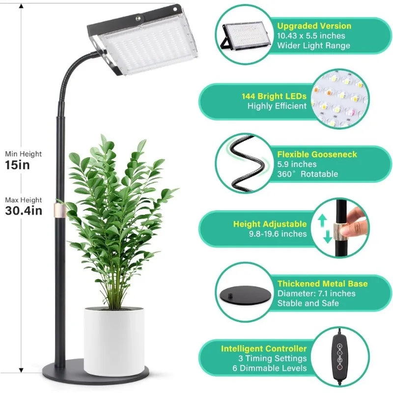 Cravinc 144 LED Full Spectrum Grow Light for Indoor Plants