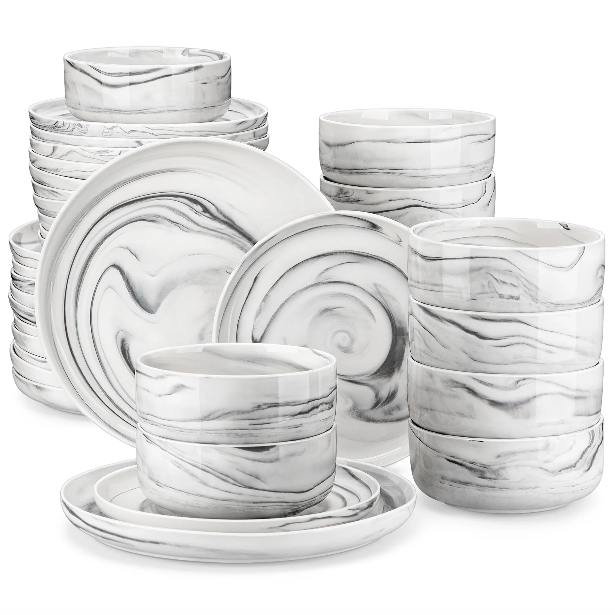 Cravinc 18/36-Piece Ceramic Plate Porcelain Dinnerware Set for 6/12