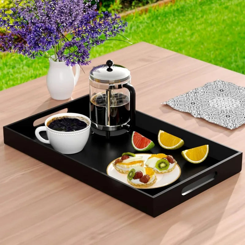 Cravinc 12x20 Inch Acrylic Serving Tray - Spill Proof Decorative Organizer Tray