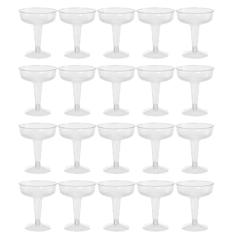 Cravinc 140ml Plastic Champagne Flutes - Set of 25 Clear Disposable Glasses