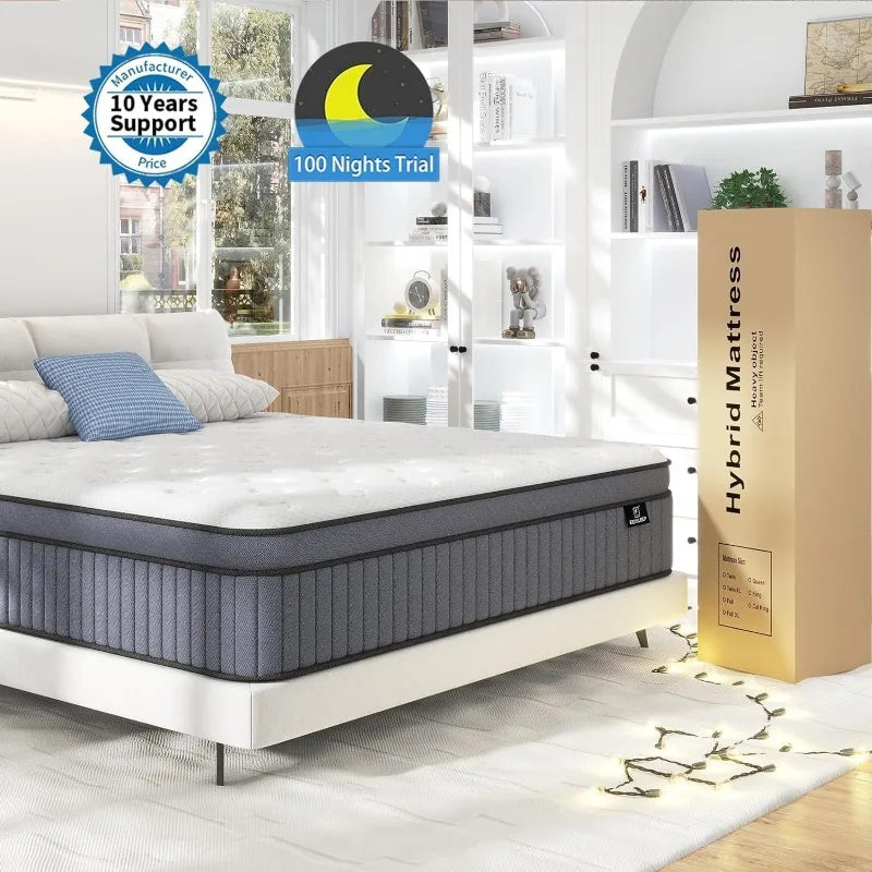 Cravinc 12" Hybrid Cal King Memory Foam & Pocket Spring Mattress