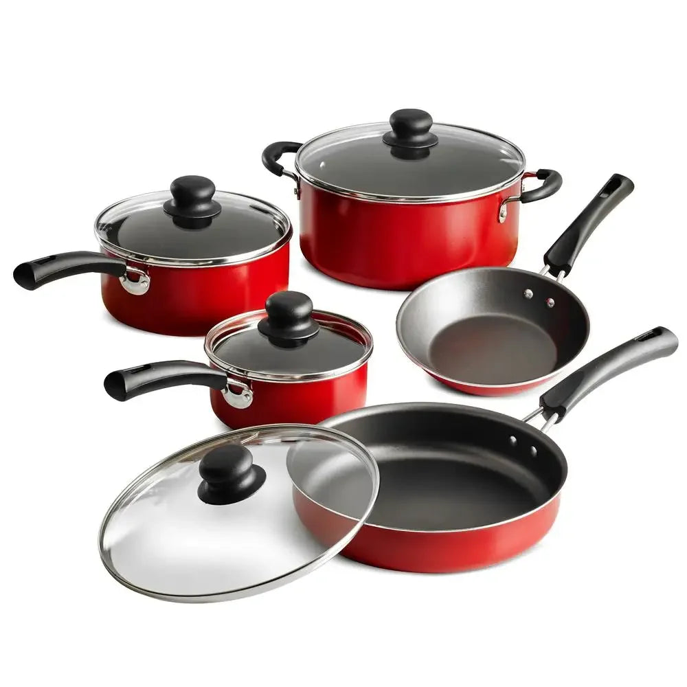 Cravinc™ 9-Piece Non-Stick Cookware Set (Red)