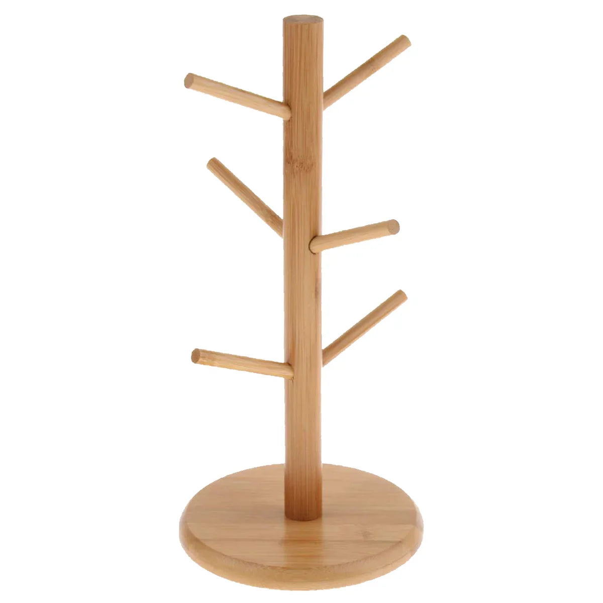 Bamboo Coffee Mug Tree Holder, 6-Hook Organizer for Counter & Coffee Bar - Cravinc