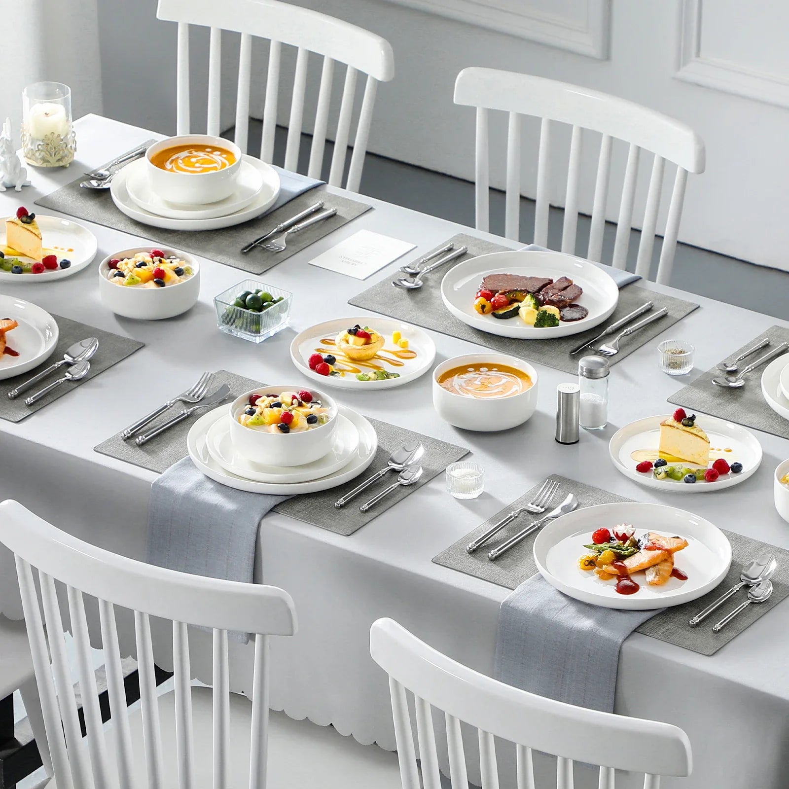 Cravinc 18/36-Piece Ceramic Plate Porcelain Dinnerware Set for 6/12